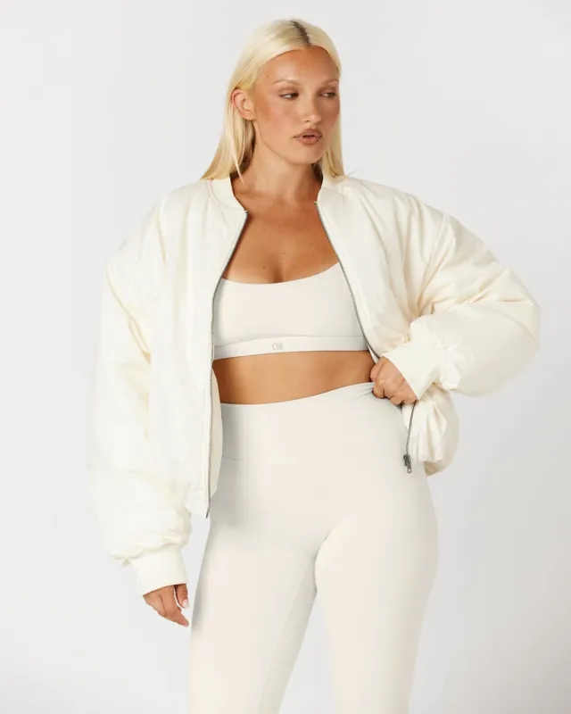 Bomber Jacket | Vanilla sold by Crop Shop Boutique