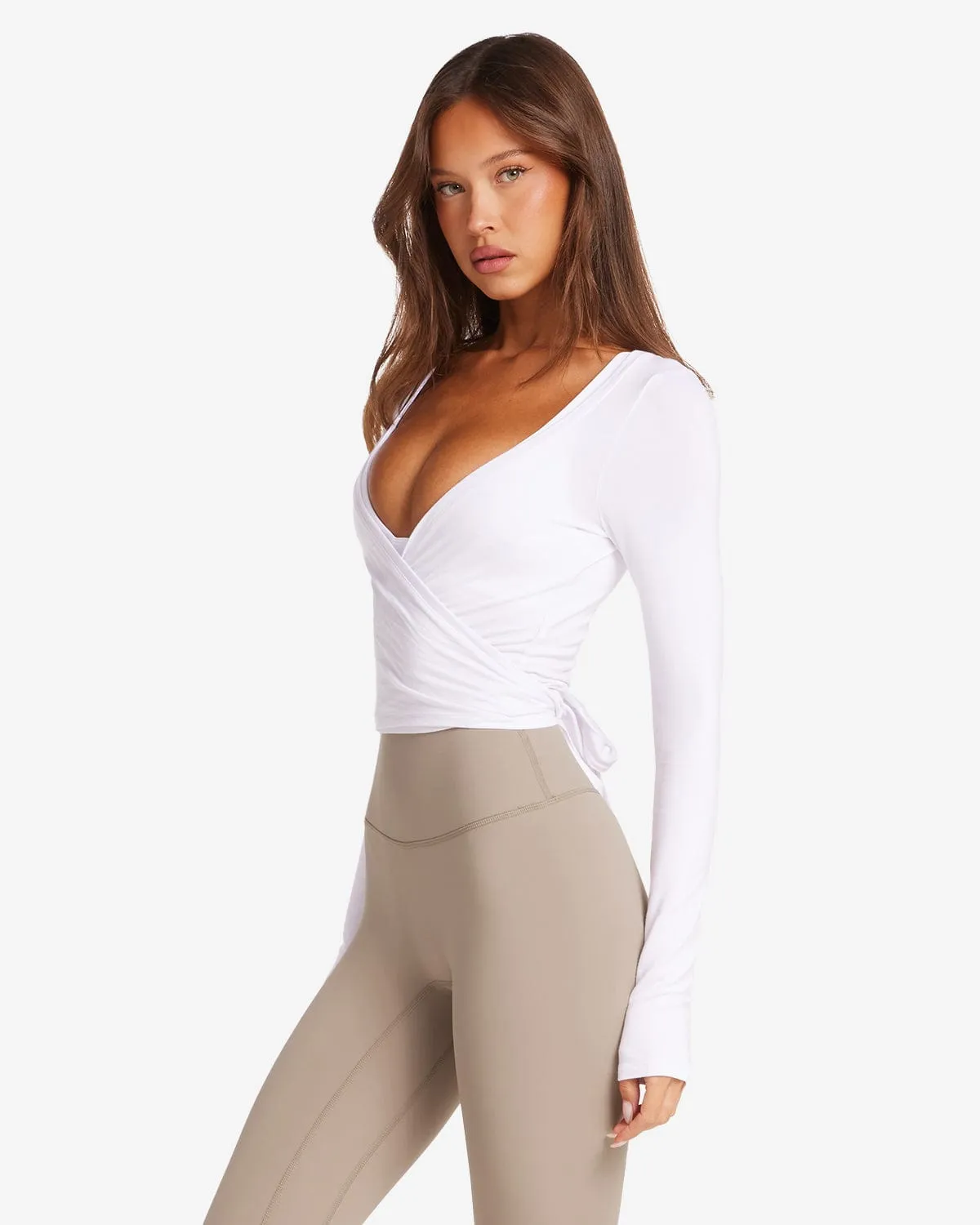 Ballet Wrap Top | White sold by Crop Shop Boutique product image thumbnail 3