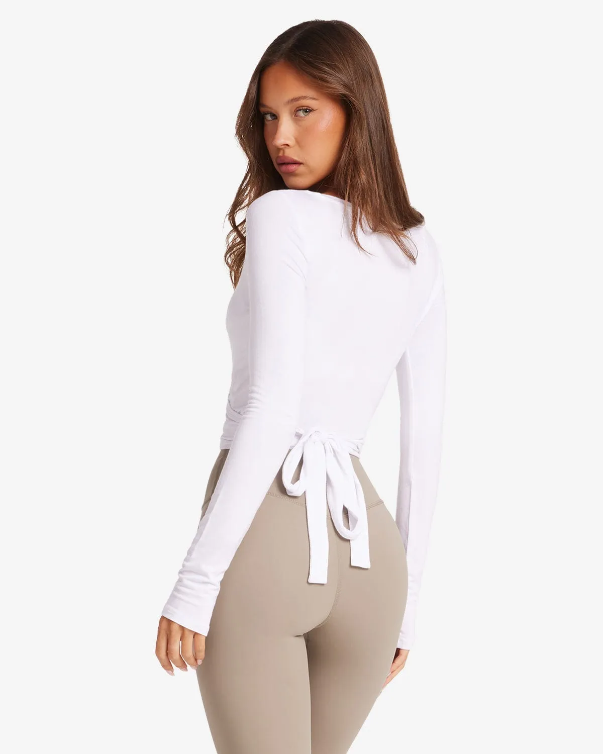 Ballet Wrap Top | White sold by Crop Shop Boutique product image thumbnail 2