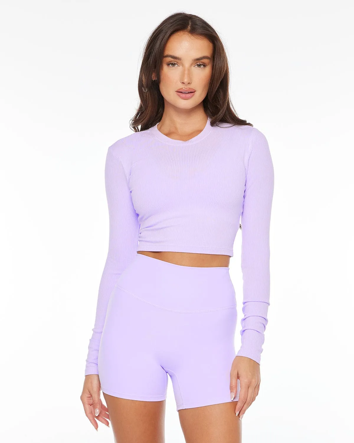 Imperfect - Ribbed Cropped Long Sleeve | Lilac sold by Crop Shop Boutique