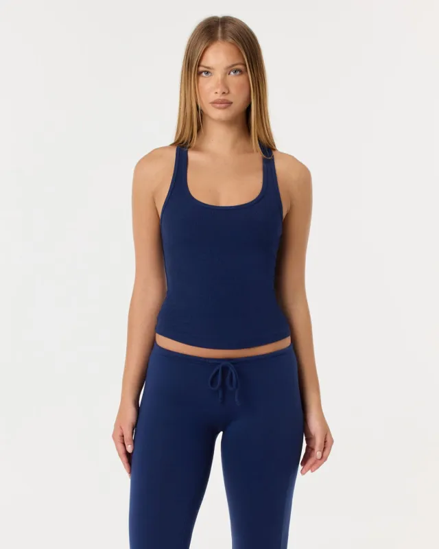 Racer Longline Rib Tank | Navy made by Crop Shop Boutique