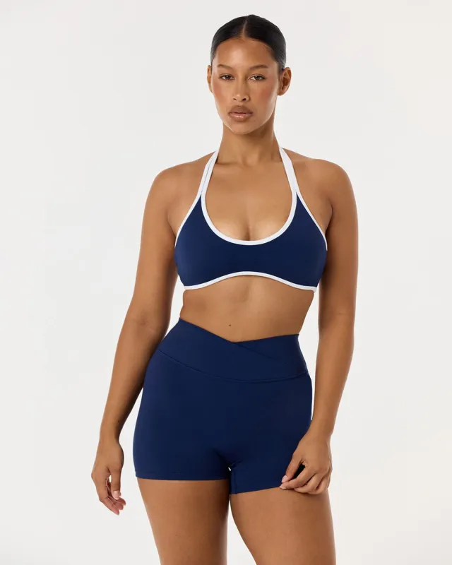 Serenity Halter Crop | Navy Two Tone sold by Crop Shop Boutique