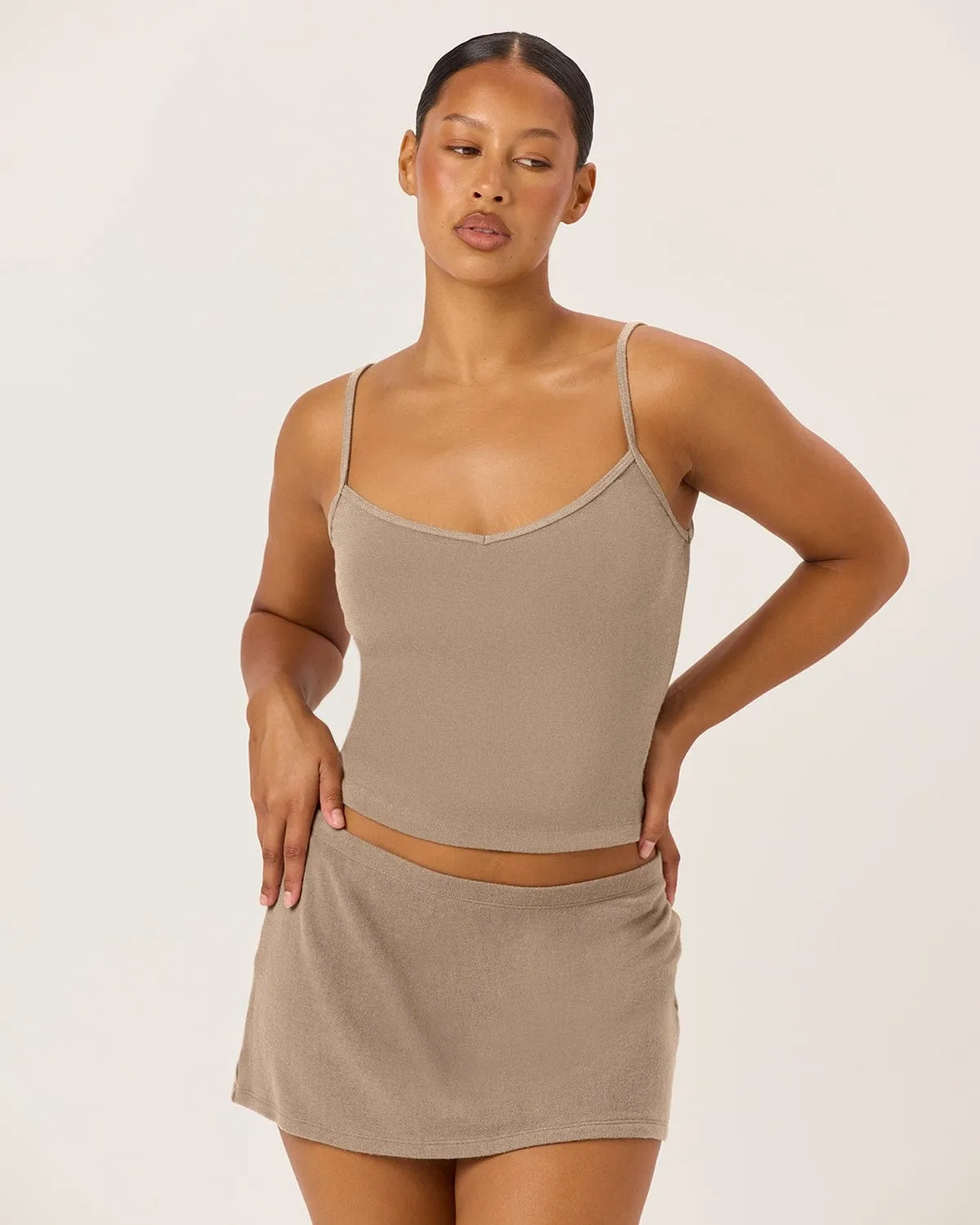 Terry Thin Strap Tank | Almond sold by Crop Shop Boutique product image thumbnail 4