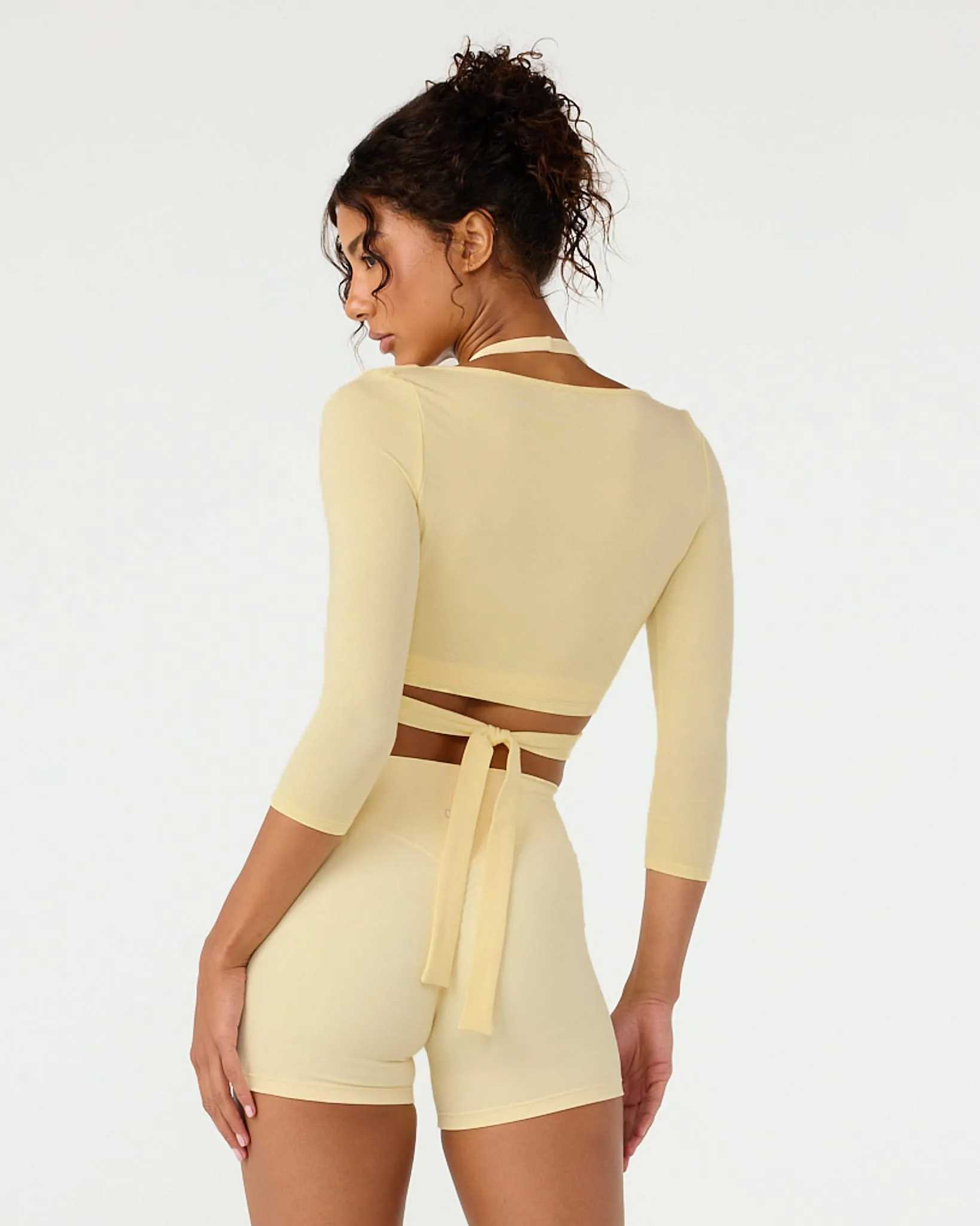 Ballet Wrap Cropped Top 3/4 Sleeve | Butter sold by Crop Shop Boutique product image thumbnail 4