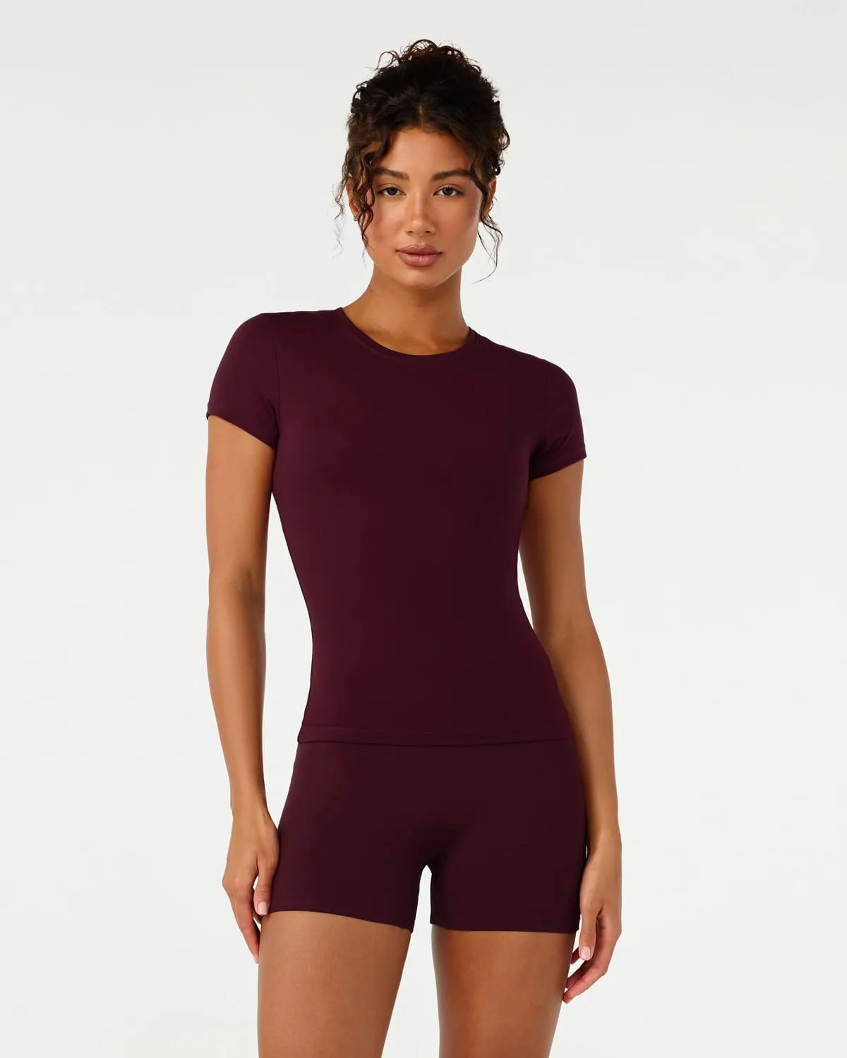 Form Lite Mid Length Tee | Wine sold by Crop Shop Boutique product image thumbnail 2