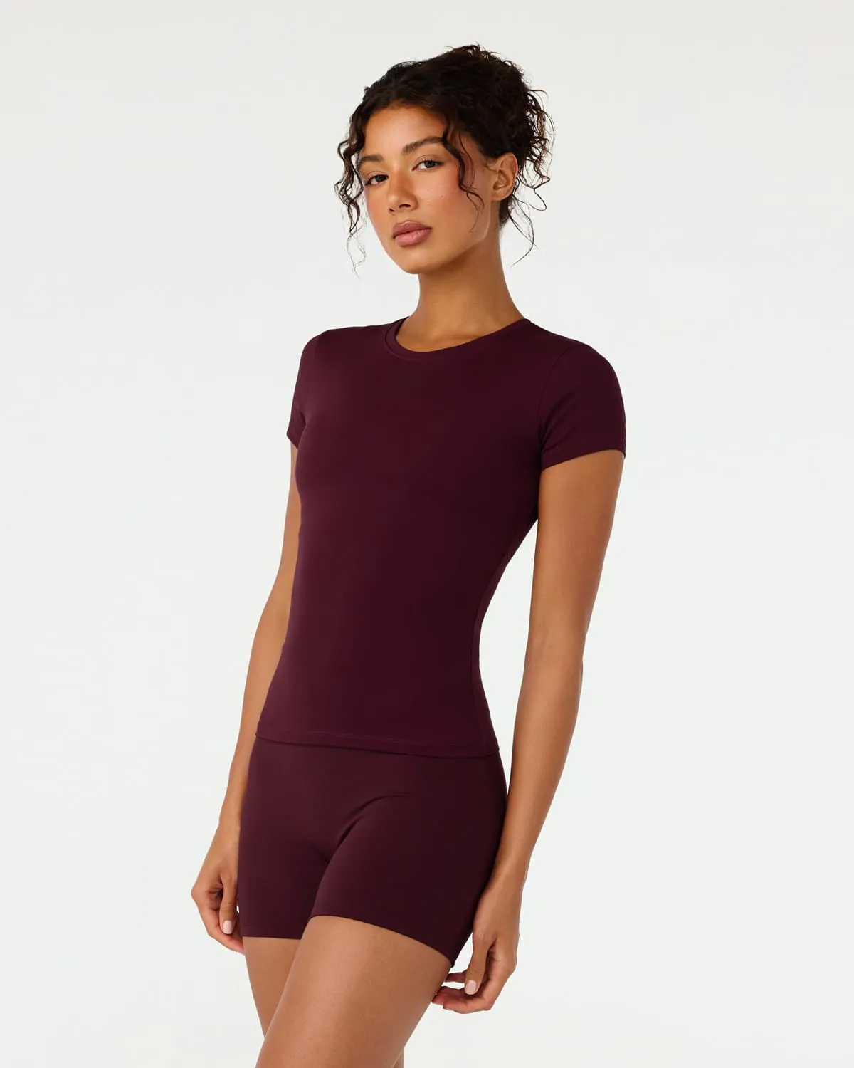 Form Lite Mid Length Tee | Wine sold by Crop Shop Boutique product image thumbnail 4