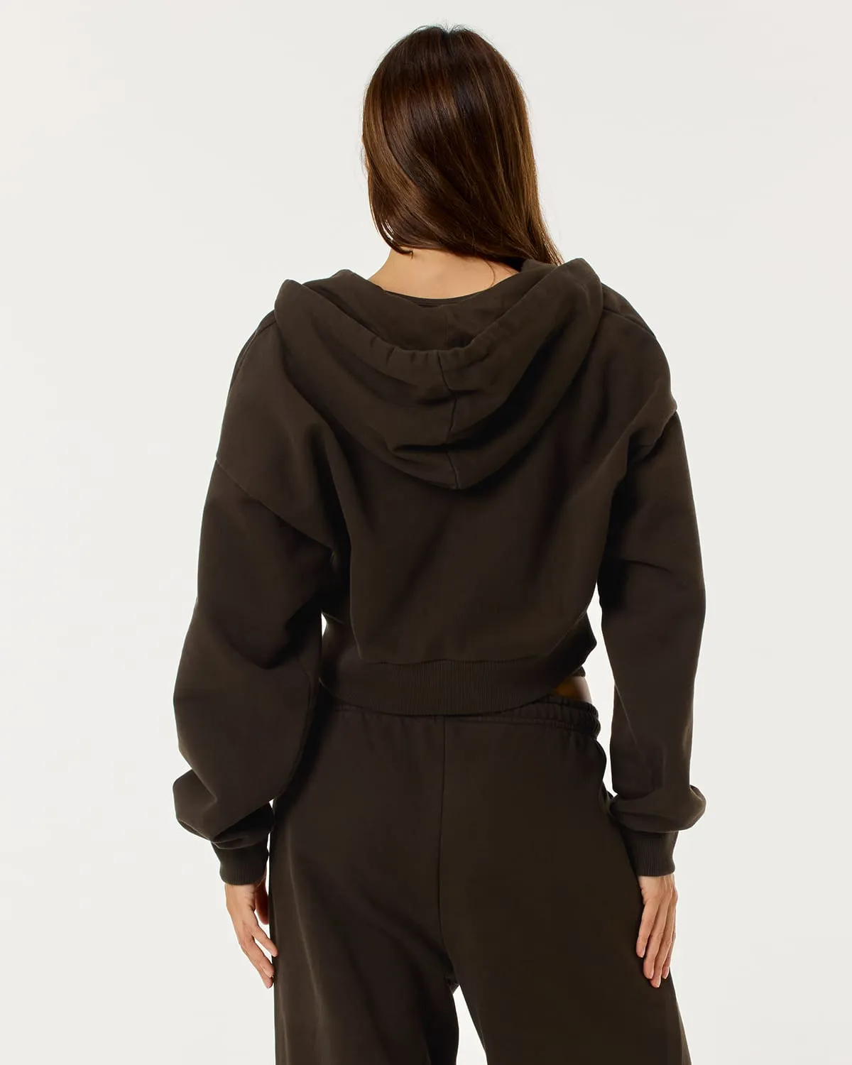 Cropped Zip Hoodie | Dark Chocolate sold by Crop Shop Boutique product image thumbnail 4