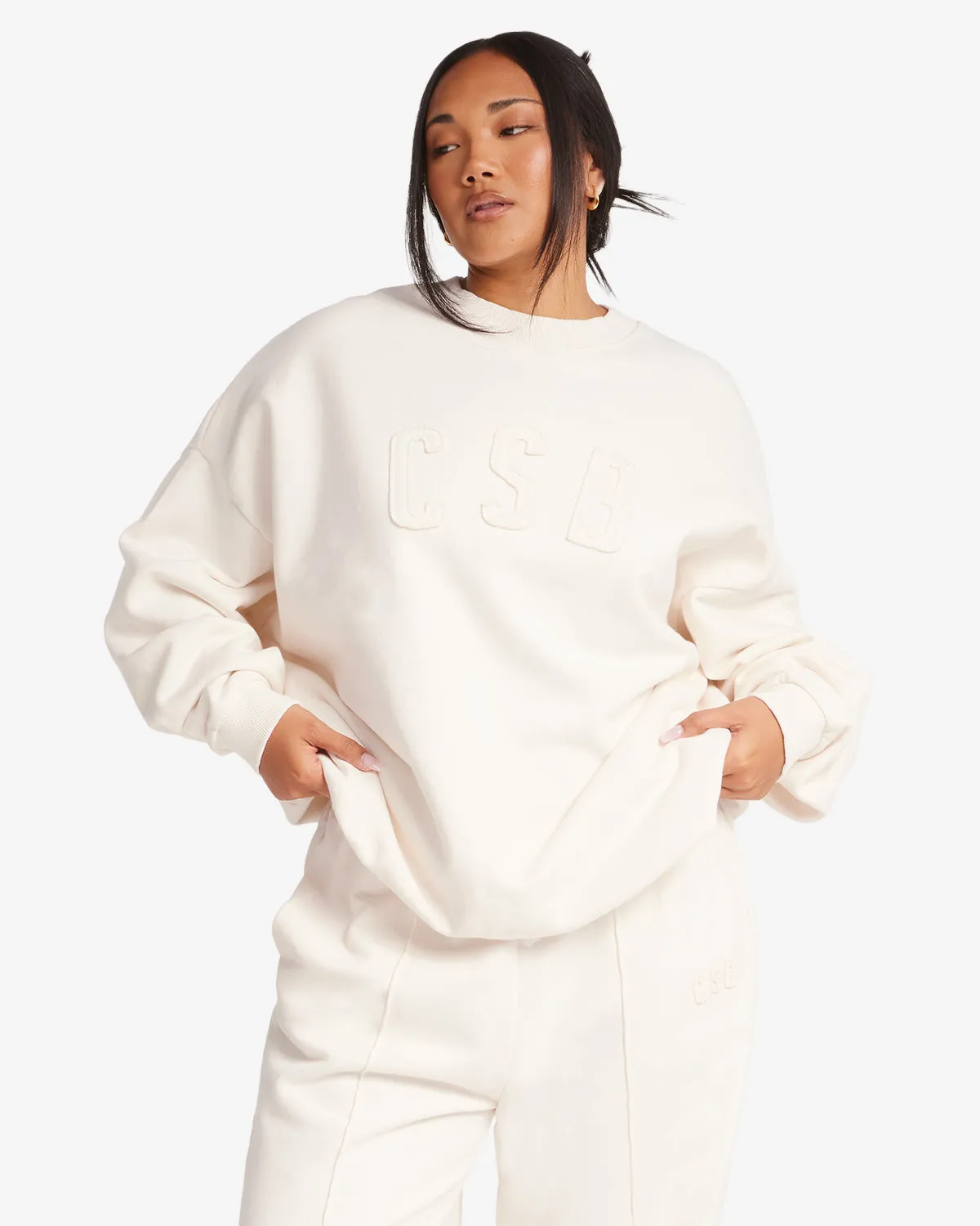 CSB Crewneck Jumper | Vanilla sold by Crop Shop Boutique