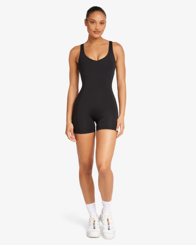 Activluxe V-Neck Playsuit | Black sold by Crop Shop Boutique