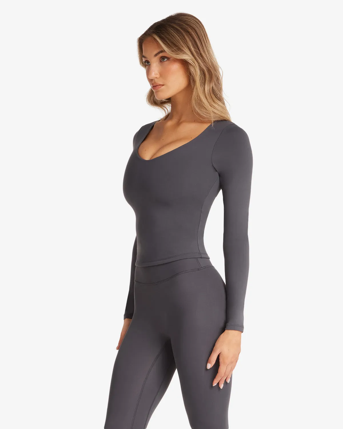 Form Alina Long Sleeve Top | Charcoal sold by Crop Shop Boutique product image thumbnail 2