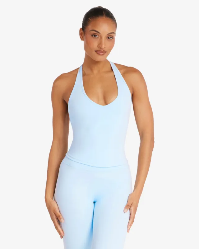 Form Halter Tank | Powder Blue sold by Crop Shop Boutique