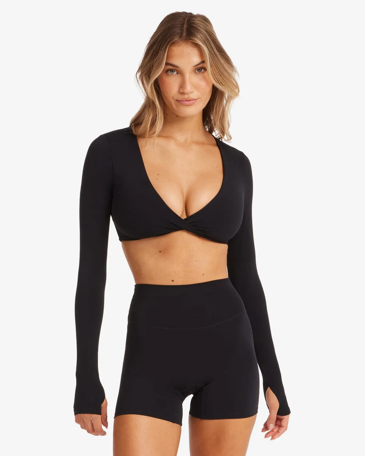 Fade Sierra Long Sleeve Crop | Black sold by Crop Shop Boutique