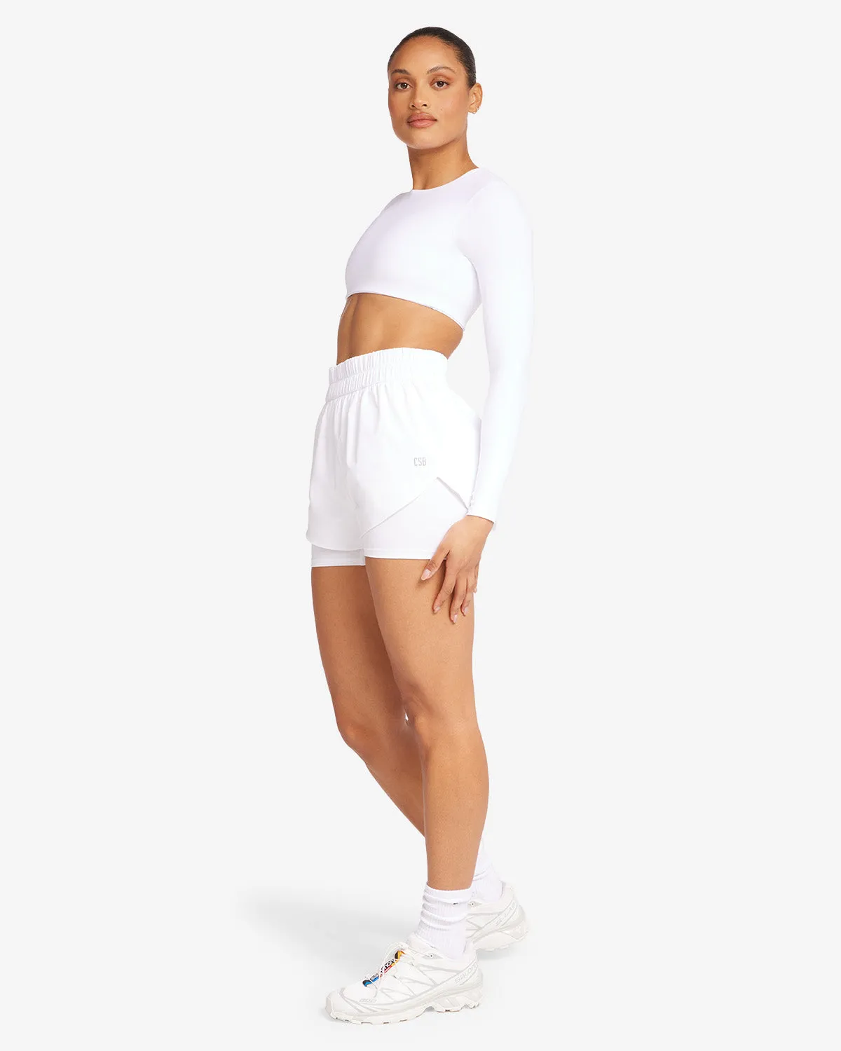 CSB Run Shorts | White sold by Crop Shop Boutique product image thumbnail 4