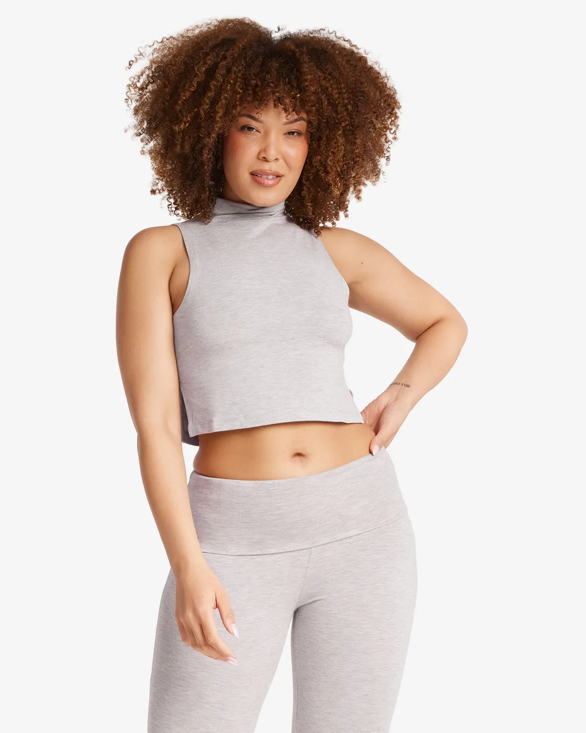 Turtle Neck Tank | Light Grey sold by Crop Shop Boutique
