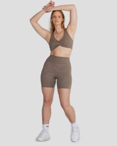 Fade Scrunch Shorts 6" | Mocha sold by Crop Shop Boutique