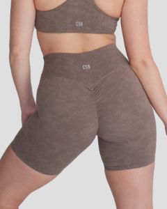 Fade Scrunch Shorts 6" | Mocha sold by Crop Shop Boutique
