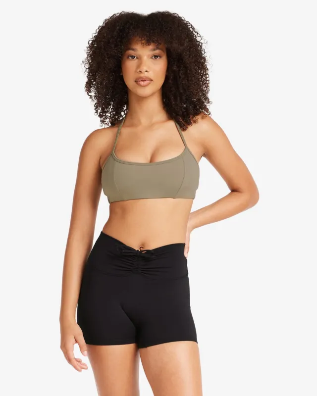 Serenity Contour Halter Crop | Vintage Khaki sold by Crop Shop Boutique