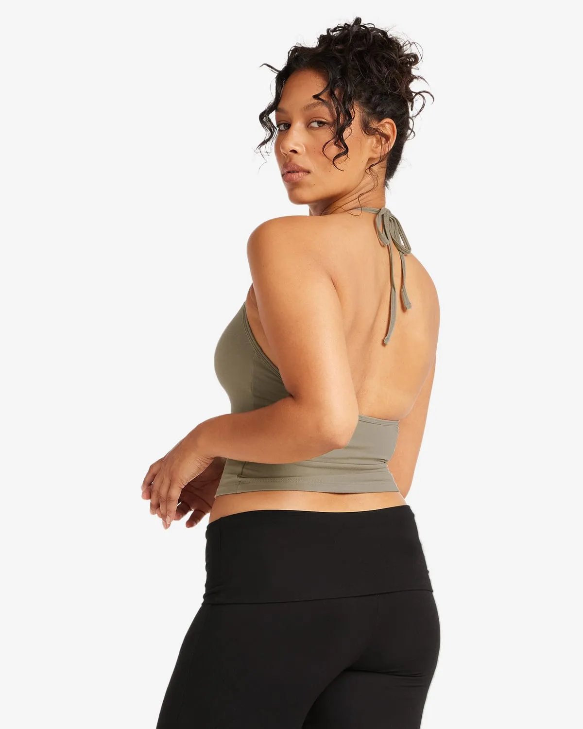 IM Halter Tie Tank | Vintage Khaki sold by Crop Shop Boutique product image thumbnail 3