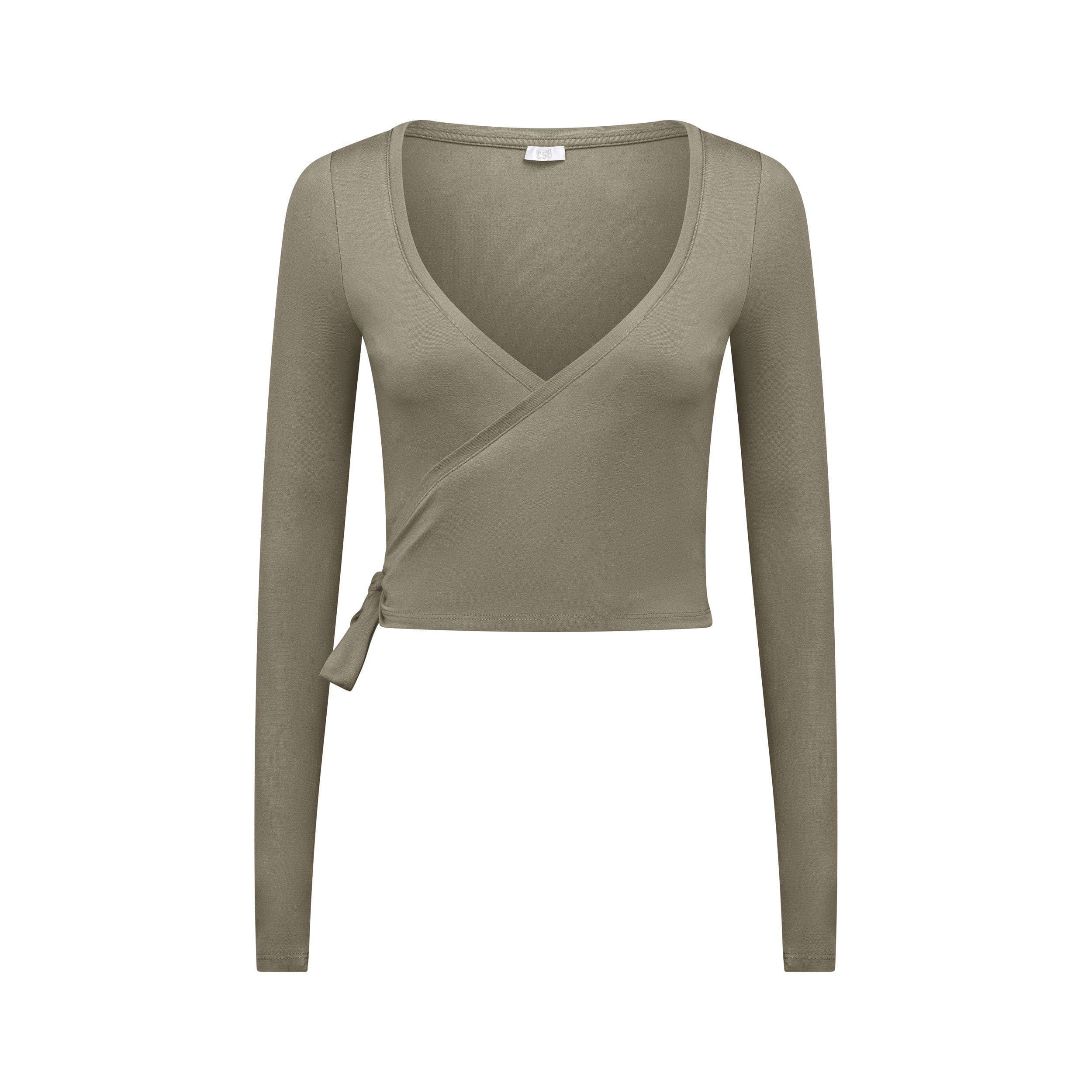 IM Ballet Wrap Top | Vintage Khaki sold by Crop Shop Boutique product image thumbnail 5