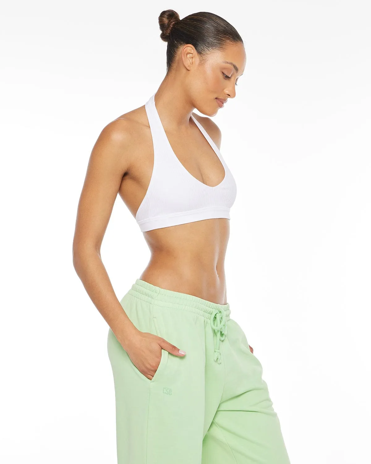 Seamless Lounge Halter Bralette | White sold by Crop Shop Boutique product image thumbnail 3