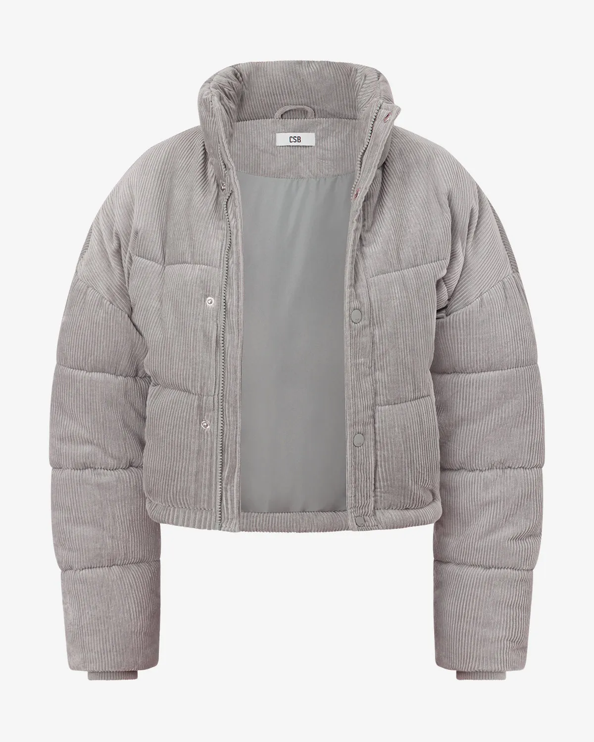 Corduroy Cropped Puffer Jacket | Grey sold by Crop Shop Boutique product image thumbnail 4