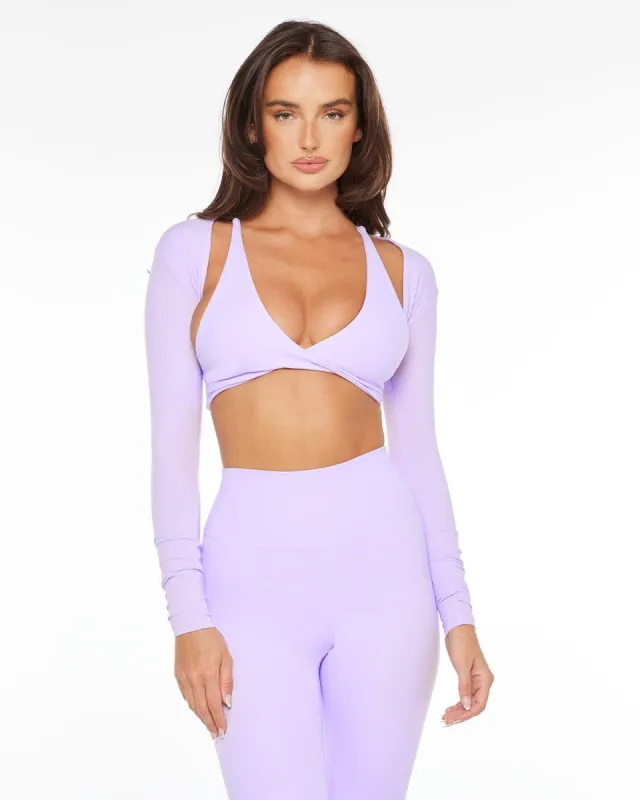 Imperfect - Ribbed Bolero | Lilac sold by Crop Shop Boutique