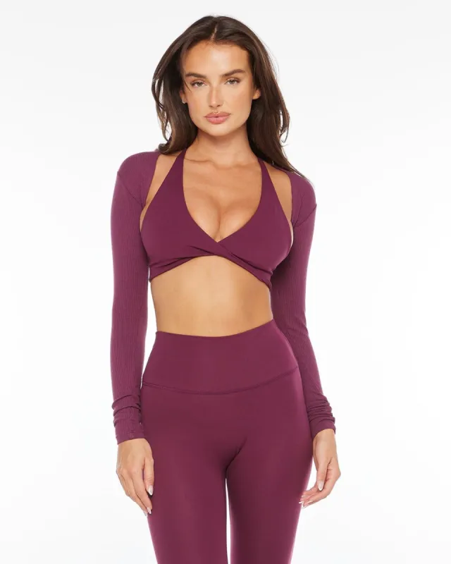 Imperfect - Ribbed Bolero | Sangria sold by Crop Shop Boutique