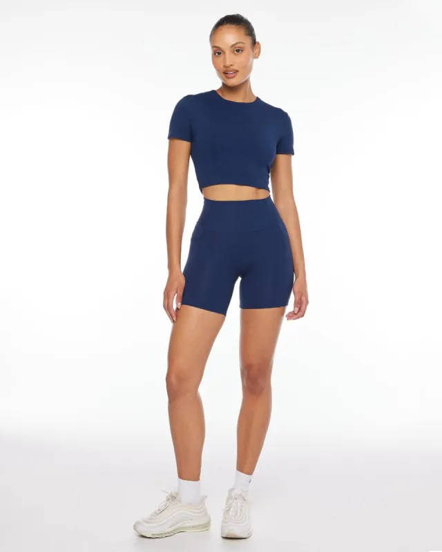 Activluxe Pocket Shorts 6" | Navy sold by Crop Shop Boutique