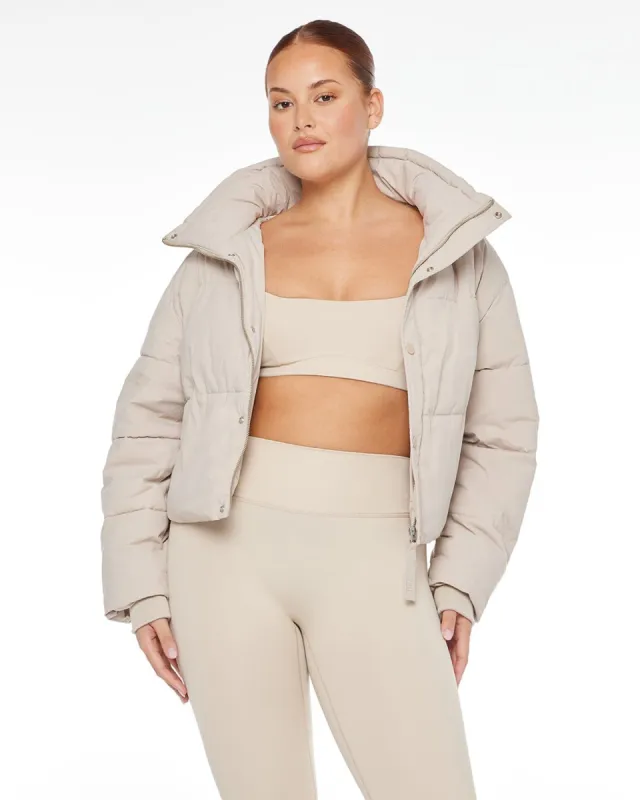 Cropped Puffer Jacket | Fawn sold by Crop Shop Boutique