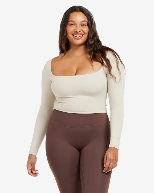 Air Scoop Longsleeve Crop | Oak sold by Crop Shop Boutique