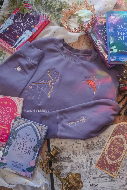 *IMPERFECT* Archer & the Fox crewneck in Purple (with back embroidery) sold by Enchanted Oddities