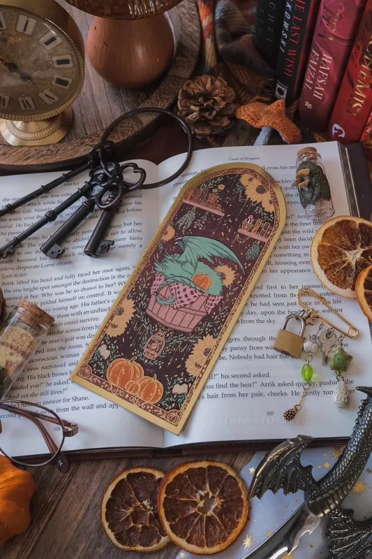 Sleepy Harvest Dragon Bookmark sold by Enchanted Oddities