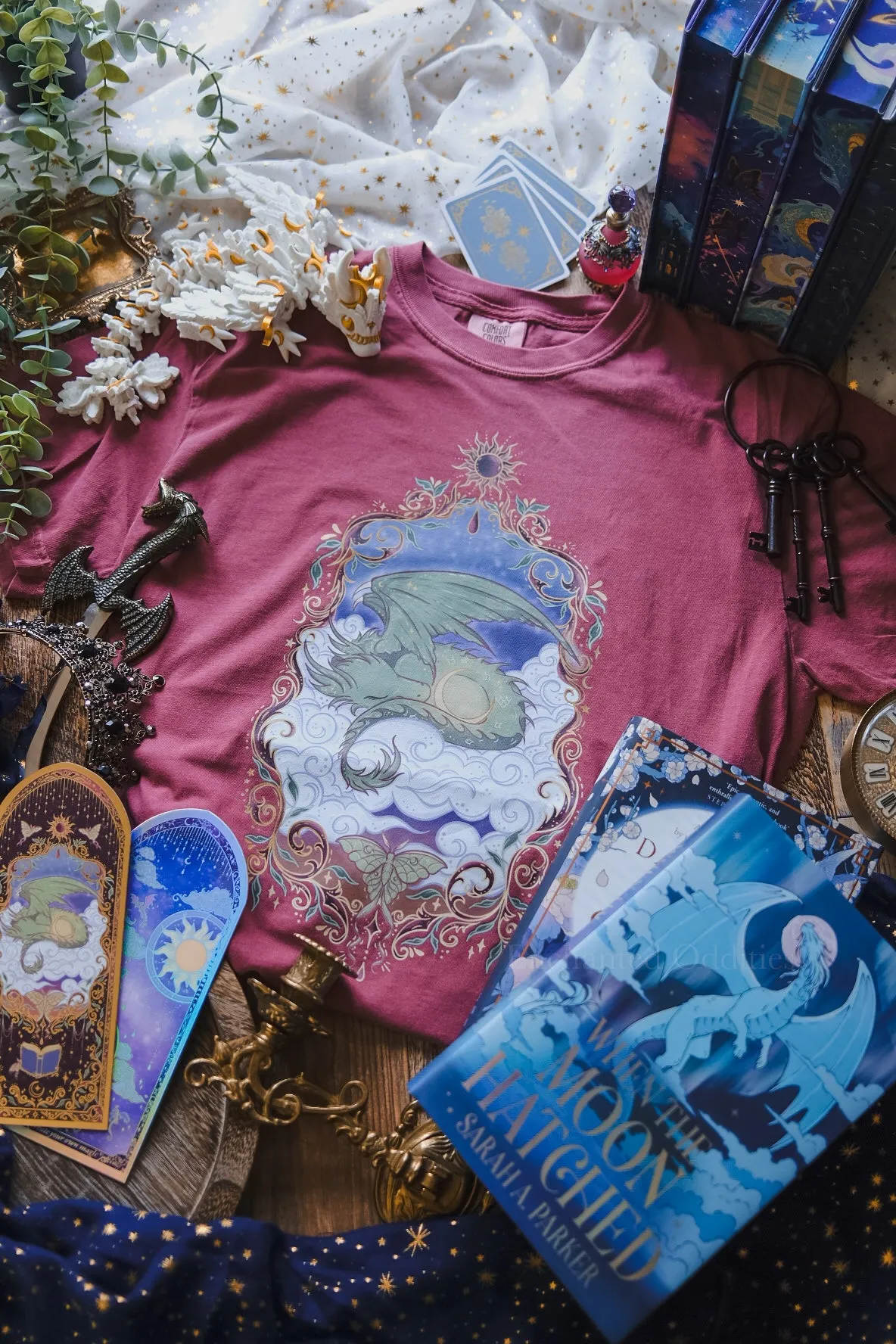 Dusk Dragon printed tee sold by Enchanted Oddities