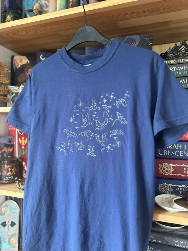 Wyvern Embroidered Tee in Navy sold by Enchanted Oddities