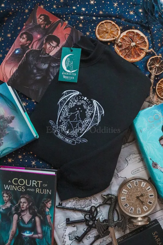 Night Court Crest crewneck made by Enchanted Oddities