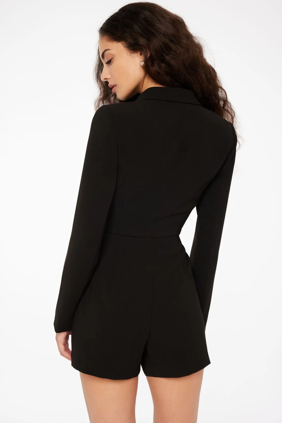 Maggie Long Sleeve Blazer Romper With Pleats sold by Dynamite product image thumbnail 3