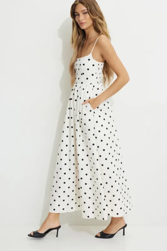 Polka Dot Bustier Poplin Maxi Dress sold by Dynamite