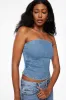 Pleated Denim Bustier Top sold by Dynamite