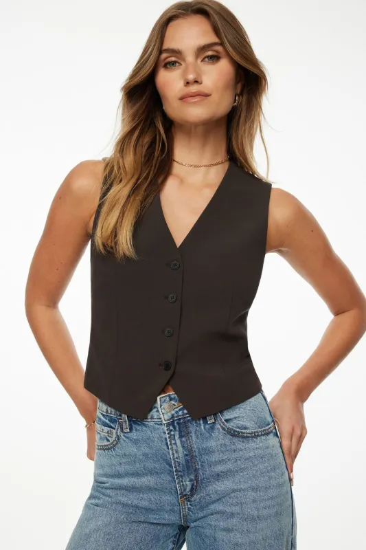 Millie Tailored Four Button Vest sold by Dynamite