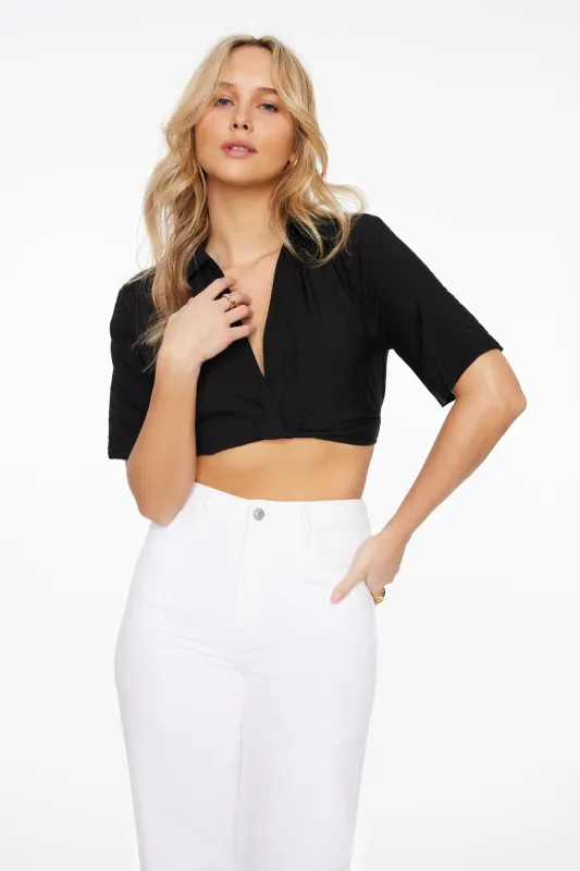 Kayla Crinkled Twisted Blouse sold by Dynamite