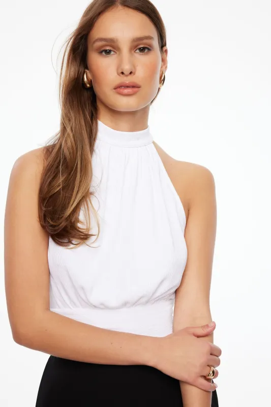 Plissé High Neck Top sold by Dynamite