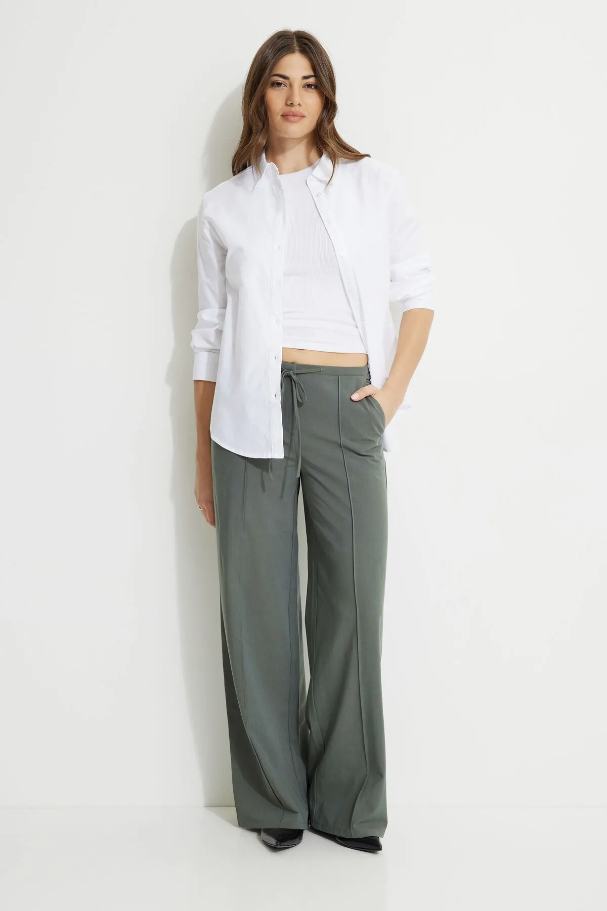 Drawstring Wide Leg Pants sold by Dynamite