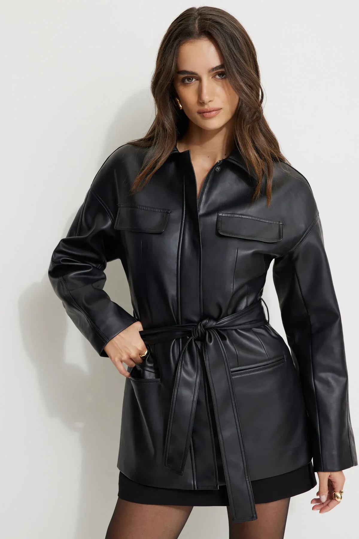 Belted Faux Leather Jacket sold by Dynamite