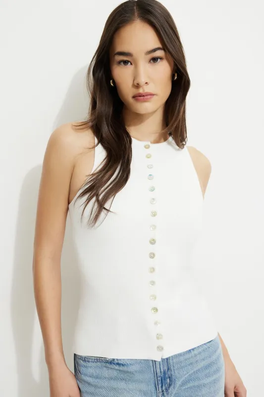 Ribbed Pearl Button Vest sold by Dynamite