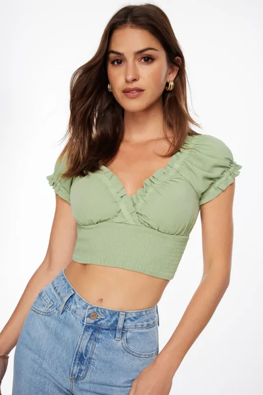 Delphine Smocked Top sold by Dynamite