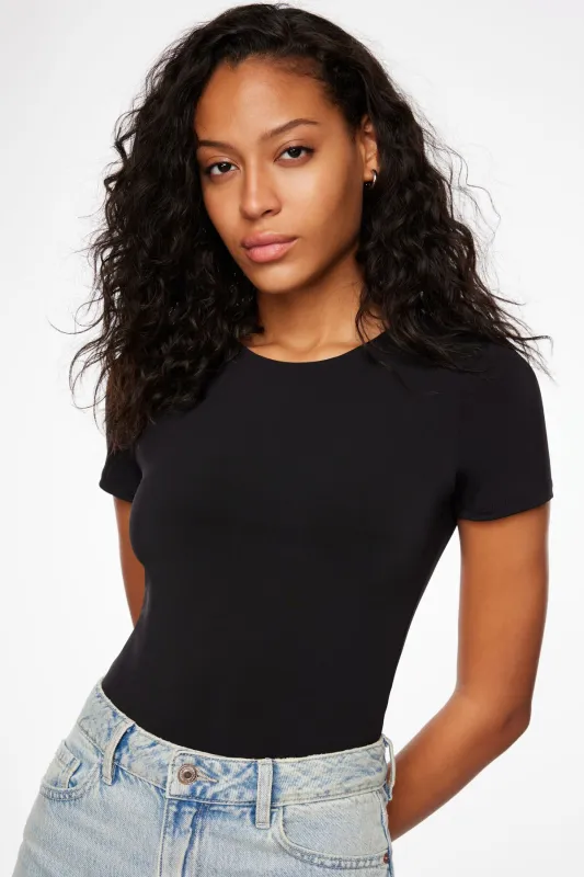Drea Sculpt Short Sleeve Crew Neck Bodysuit made by Dynamite