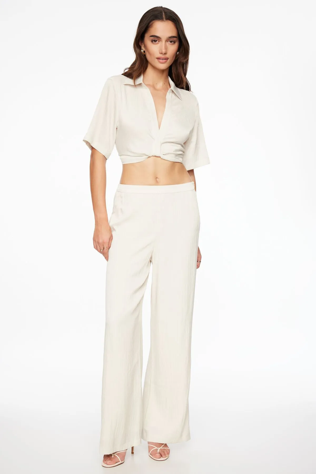 Crinkled Wide Leg Pants sold by Dynamite