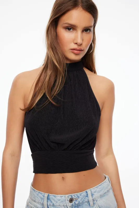 Plissé High Neck Top sold by Dynamite