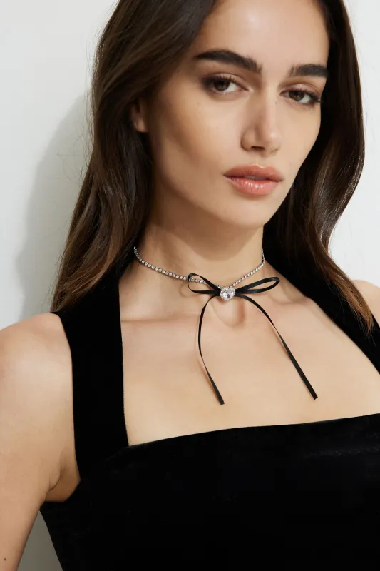 Heart & Ribbon Bow Choker Necklace sold by Dynamite