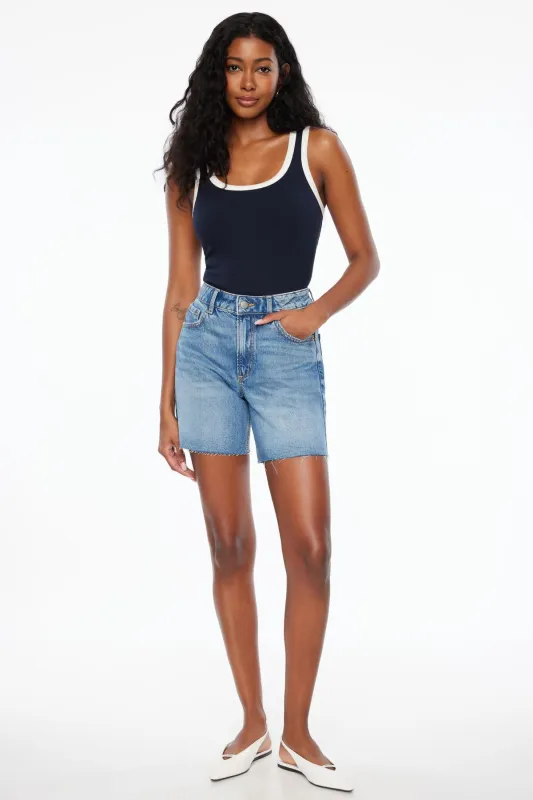 Heidi A-Line Denim Shorts sold by Dynamite